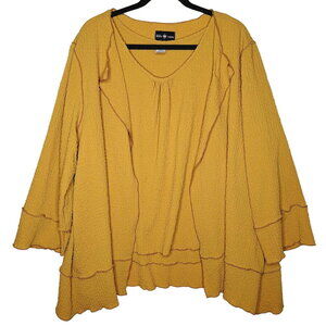 Connie's Moonlight Jacket Tank Top Set XL Mustard Crinkle Waffle Fall Lagenlook